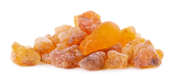 Frankincense Resin Isolated White Background Pile Natural Frankincense Olibanum Incense — Foto de Stock