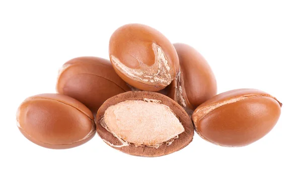 Argan Frön Isolerad Vit Bakgrund Naturliga Argannötter Från Marocko Det — Stockfoto