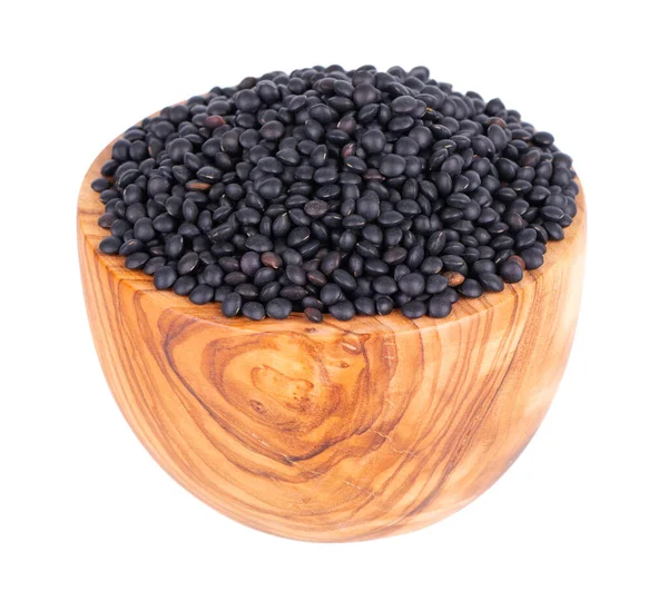 올리브 그릇에 렌즈는 배경에 있었습니다 Dry Beluga Lentil — 스톡 사진