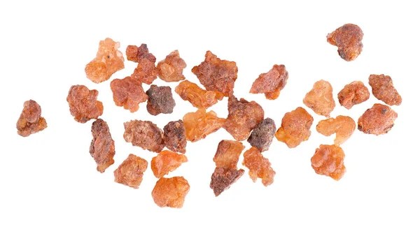 Myrrh Resin Isolated White Background Pile Natural Commiphora Myrrha Sweet — ストック写真