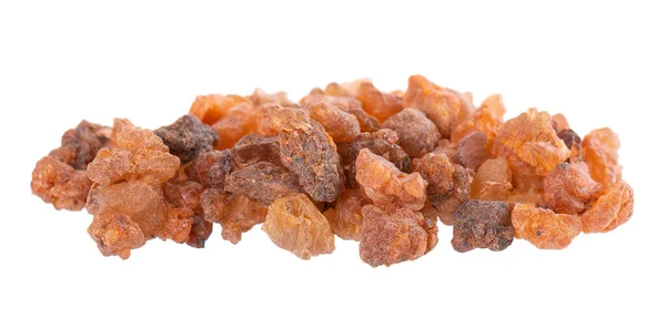 Myrrh Resin Isolated White Background Pile Natural Commiphora Myrrha Sweet — Zdjęcie stockowe