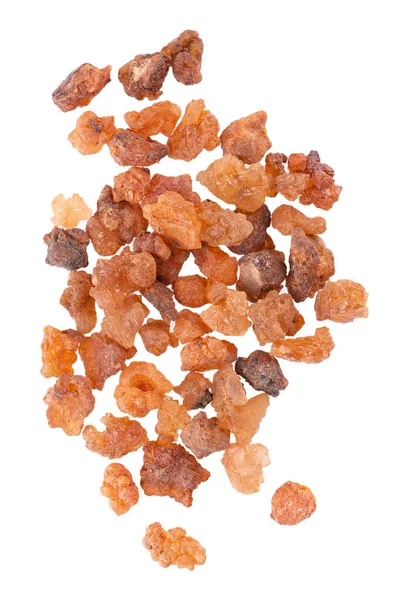 Myrrh Resin Isolated White Background Pile Natural Commiphora Myrrha Sweet — ストック写真