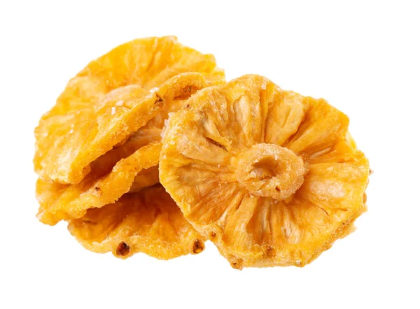 Dried Candied Pineapple Rings Isolated White Background Clipping Path — Fotografia de Stock