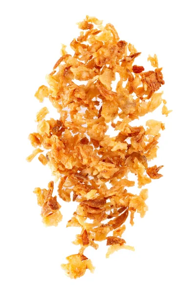 Roasted Onions Isolated White Background Crispy Fried Onions Top View — Zdjęcie stockowe