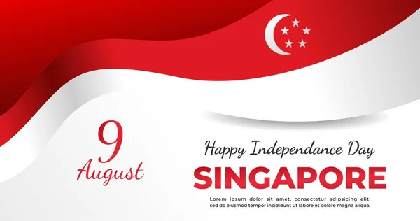 Singapur Bağımsızlık Günü geçmişi. 9 Ağustos 'ta Singapur' un bağımsızlığının vektör çizimi. Poster, afiş, davetiye, el ilanı vs. için ulusal gün tatil şablonu.