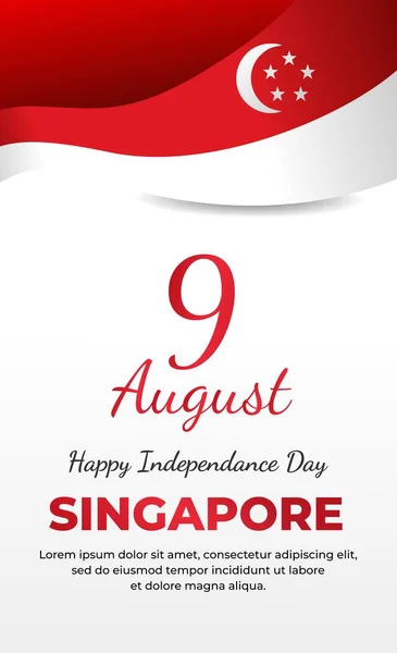 Singapur Bağımsızlık Günü geçmişi. 9 Ağustos 'ta Singapur' un bağımsızlığının vektör çizimi. Poster, afiş, davetiye, el ilanı vs. için ulusal gün tatil şablonu.