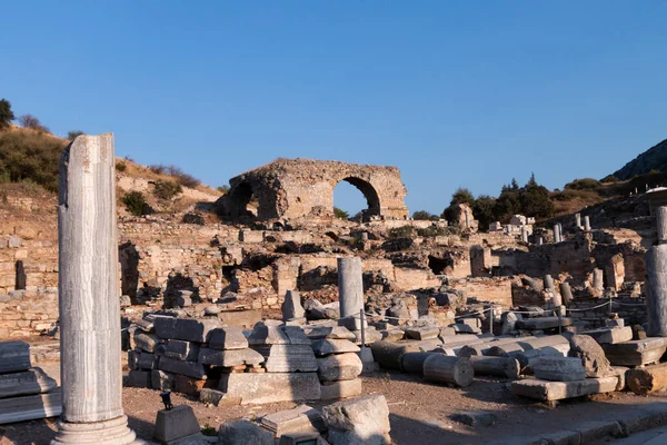 Ruins Celsius Library Ancient City Ephesus Turkey Beautiful Summer Day — Photo