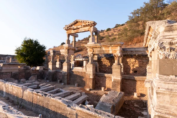 Ruins Celsius Library Ancient City Ephesus Turkey Beautiful Summer Day — Photo