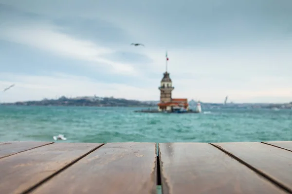 Unscharfer Hintergrund Istanbul Mädchenturm — Stockfoto