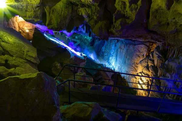 Fakilli Cave, located in Duzce, Turkey, offers a wonderful view with natural formations, stalactites and stalagmites.