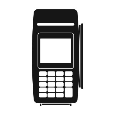 Terminal vektör simgesi. Siyah vektör simgesi beyaz arkaplan terminalinde izole edildi.