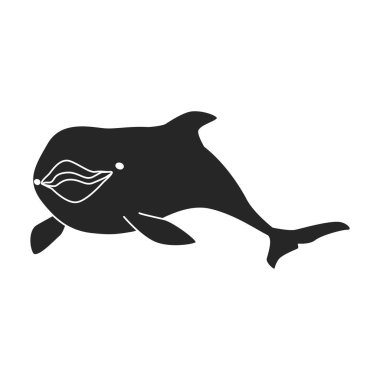 Yunus vektör simgesi. Siyah vektör simgesi beyaz arkaplan yunusunda izole edildi.