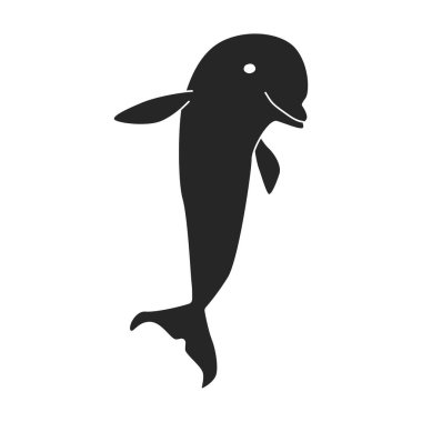 Yunus vektör simgesi. Siyah vektör simgesi beyaz arkaplan yunusunda izole edildi.