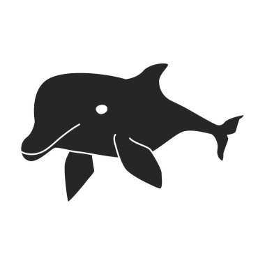 Yunus vektör simgesi. Siyah vektör simgesi beyaz arkaplan yunusunda izole edildi.