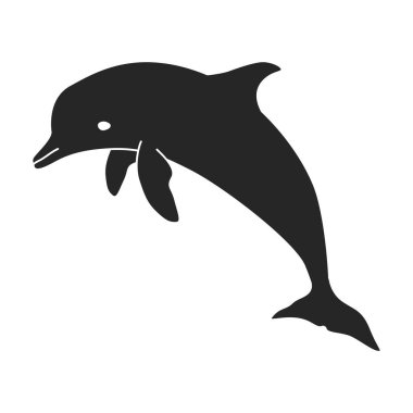 Yunus vektör simgesi. Siyah vektör simgesi beyaz arkaplan yunusunda izole edildi.