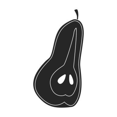 Armut vektör simgesi. Siyah vektör simgesi beyaz armut üzerinde izole edildi.