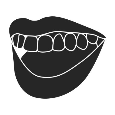 Dişi dudak vektörü simgesi. Siyah vektör simgesi beyaz arkaplan üzerinde izole edilmiş..