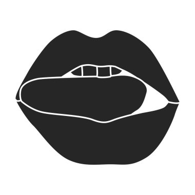 Dişi dudak vektörü simgesi. Siyah vektör simgesi beyaz arkaplan üzerinde izole edilmiş..