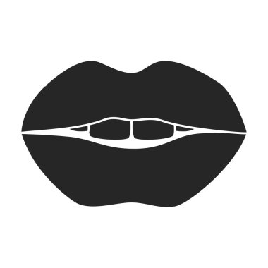 Dişi dudak vektörü simgesi. Siyah vektör simgesi beyaz arkaplan üzerinde izole edilmiş..