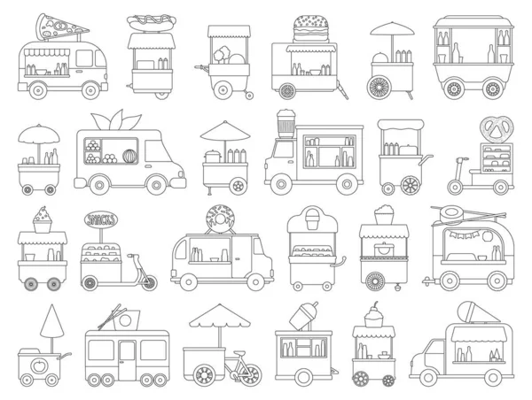 Foodtrailer Vektor Outline Set Icon. Isolated outline set icon van restaurant.Vector illustration food trailer auf weißem Hintergrund. — Stockvektor