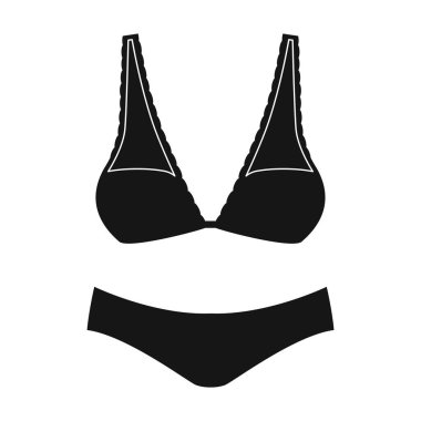 İç çamaşırı vektör simgesi. Siyah vektör simgesi beyaz arka plan iç çamaşırında izole edildi.
