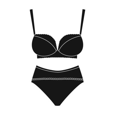 İç çamaşırı vektör simgesi. Siyah vektör simgesi beyaz arka plan iç çamaşırında izole edildi.