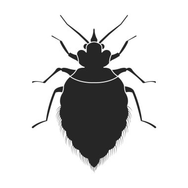 Parazit vektör simgesi. Siyah vektör simgesi beyaz arkaplan parazitleri üzerinde izole edildi.