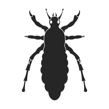 Parazit vektör simgesi. Siyah vektör simgesi beyaz arkaplan parazitleri üzerinde izole edildi.