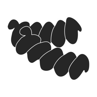 İtalyan siyah vektör ikonlu makarna. Siyah vektör resimli makarna ve spagetti. Beyaz arka planda İtalyan yemek ikonunun izole bir çizimi.