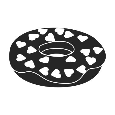 Çöreğin simge siyah vektör çizimi. Beyaz arka planda siyah çöreğin izole bir çizimi. Çikolatalı çöreğin vektör simgesi..