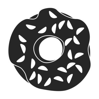 Çöreğin simge siyah vektör çizimi. Beyaz arka planda siyah çöreğin izole bir çizimi. Çikolatalı çöreğin vektör simgesi..