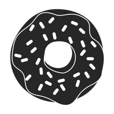 Çöreğin simge siyah vektör çizimi. Beyaz arka planda siyah çöreğin izole bir çizimi. Çikolatalı çöreğin vektör simgesi..