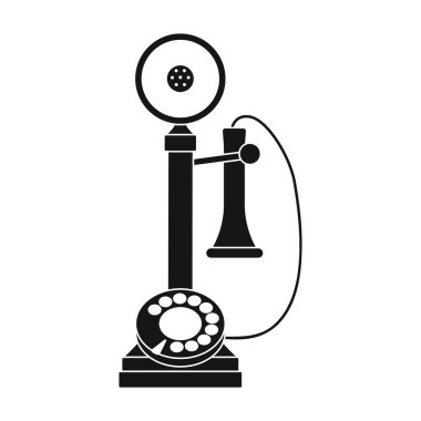 Retro telefon vektör simgesi. Siyah vektör simgesi beyaz arkaplan retro telefonunda izole edildi.