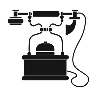 Retro telefon vektör simgesi. Siyah vektör simgesi beyaz arkaplan retro telefonunda izole edildi.