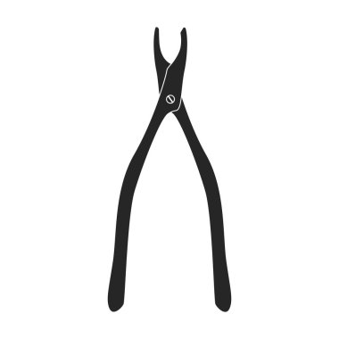 Forseps vektör simgesi. Siyah vektör simgesi beyaz forseps üzerinde izole edildi.