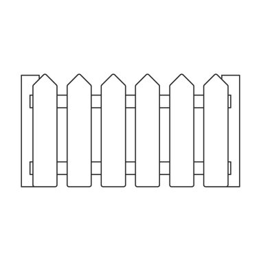 Tahta çit vektör simgesi. Taslak vektör simgesi beyaz arkaplan ahşap çitte izole edildi.