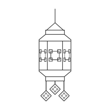 Çin ana hatları vektör simgesi feneri. Çizgili vektör illüstrasyon kırmızı lamba. Beyaz arkaplanda kırmızı fener Çin ikonunun izole bir illüstrasyonu.