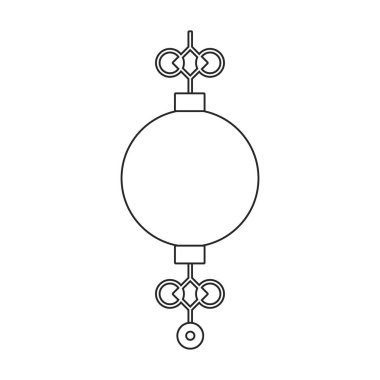 Çin ana hatları vektör simgesi feneri. Çizgili vektör illüstrasyon kırmızı lamba. Beyaz arkaplanda kırmızı fener Çin ikonunun izole bir illüstrasyonu.