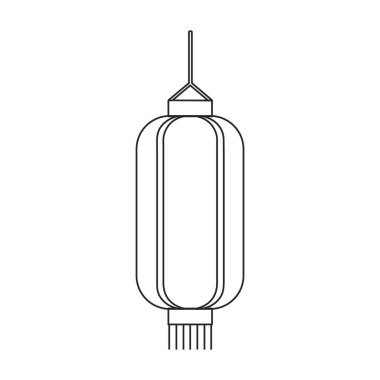 Çin ana hatları vektör simgesi feneri. Çizgili vektör illüstrasyon kırmızı lamba. Beyaz arkaplanda kırmızı fener Çin ikonunun izole bir illüstrasyonu.