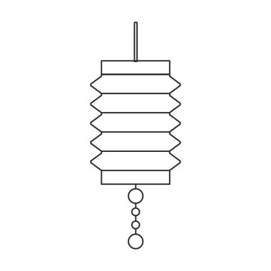 Çin ana hatları vektör simgesi feneri. Çizgili vektör illüstrasyon kırmızı lamba. Beyaz arkaplanda kırmızı fener Çin ikonunun izole bir illüstrasyonu.