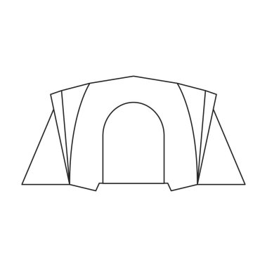 Çadır vektör simgesi. Taslak vektör simgesi beyaz arkaplan çadırında izole edildi.