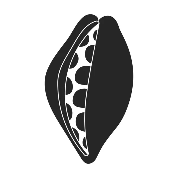 Feijão de cacau isolado ícone ilustração preta. Vetor ilustração de frutas de chocolate no fundo branco. Vetor ícone preto feijão de cacau. —  Vetores de Stock