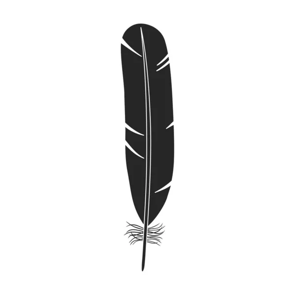 Plume d'oiseau icône vectorielle noire.Illustration vectorielle noire aquarelle du stylo. Illustration isolée de la plume de l'icône d'oiseau sur fond blanc. — Image vectorielle