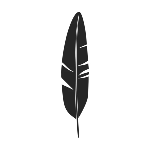 Piuma di uccello nero vettoriale icon.Black vettoriale illustrazione acquerello della penna. Illustrazione isolata di piuma di icona uccello su sfondo bianco. — Vettoriale Stock