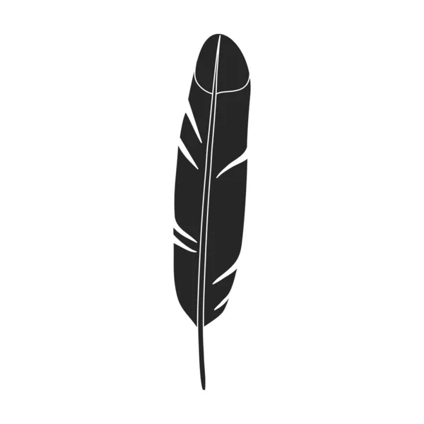 鳥の黒いベクトルのアイコンの羽。ペンの黒いベクトルのイラストの水彩。白い背景に鳥のアイコンの羽の孤立イラスト. — ストックベクタ