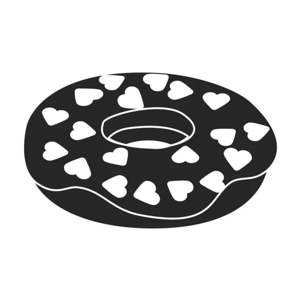 Doughnut black vector illustration of icon.Isolated illustration black of donut on white background.Vector icon of chocolate donghnut. — стоковый вектор