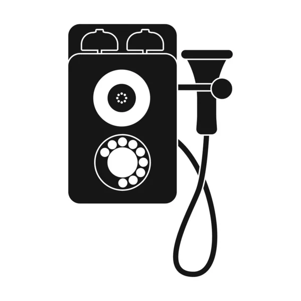 Retro phone vector icon.Black vector icon isolated on white background retro phone. — Stock Vector