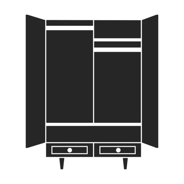 Ikon vektor Cupboard icon.Black vector terisolasi di cupboard latar belakang putih. - Stok Vektor