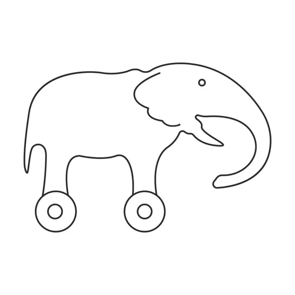 Wooden elephant vector icon.Outline vector icon isolated on white background wooden elephant. — Stock Vector