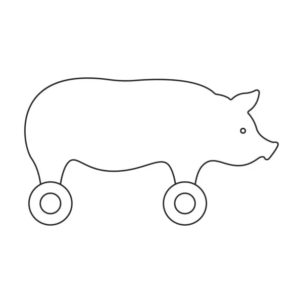 Holzschwein Vektor icon.Outline Vektor Symbol isoliert auf weißem Hintergrund hölzerne Schwein. — Stockvektor